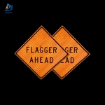 Roll Up Sign & Stand - 48 Inch Reflective Flagger Ahead Roll Up Traffic Sign